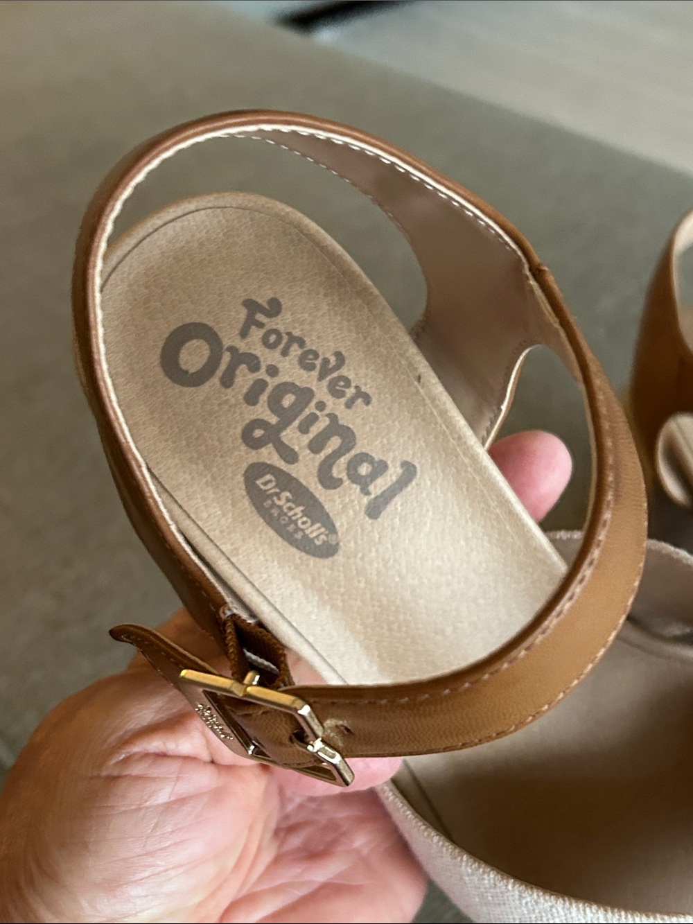 Dr.Scholl's platform  Open-Toe Block Heel Sandals in Beige and Tan - Picture 5 of 7